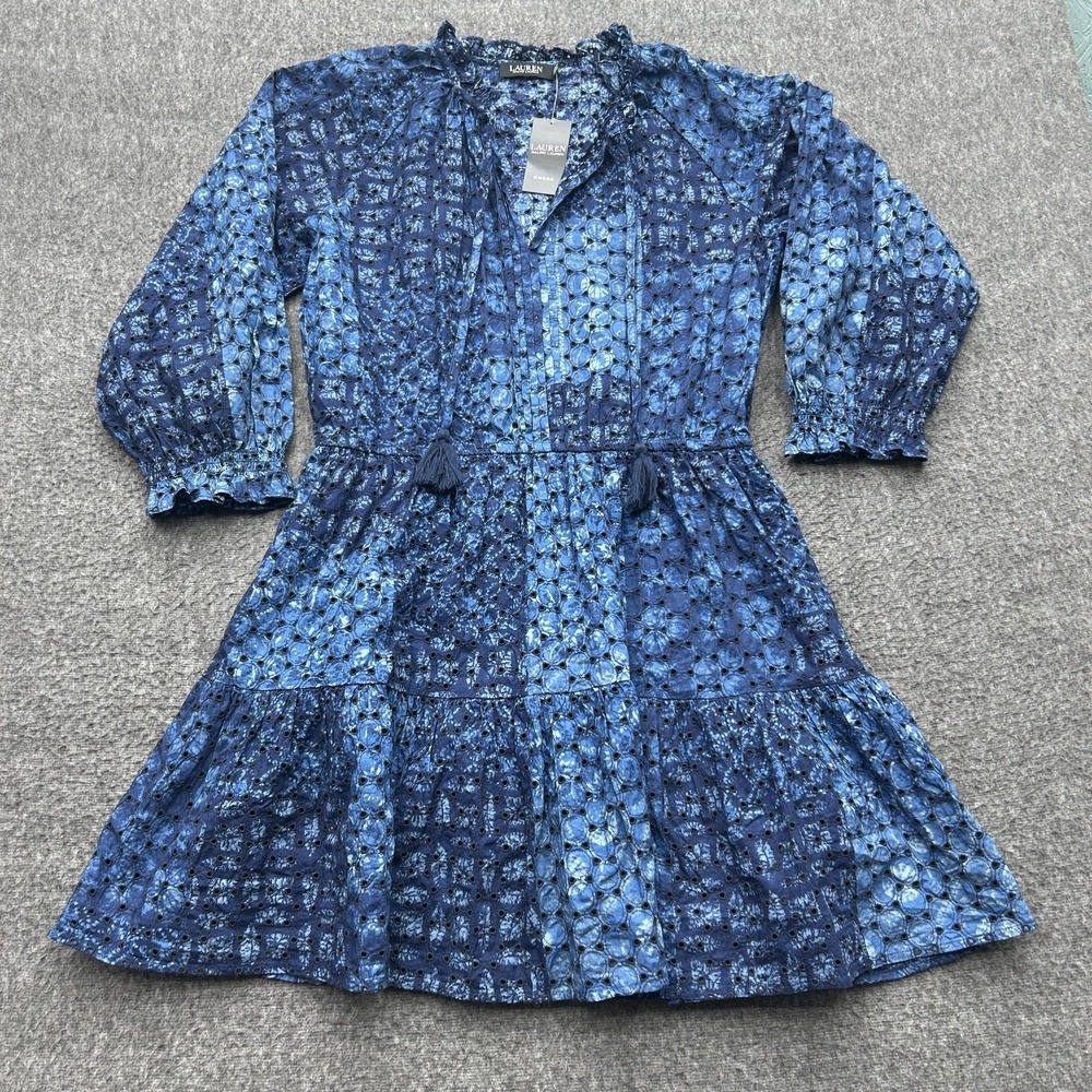 Ralph Lauren Black Label Heritage Eyelet Dress Size 12 Cutwork Artsy Patchwork